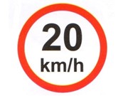 Placa Velocidade Máxima Permitida 20km 45x45cm (plastico)